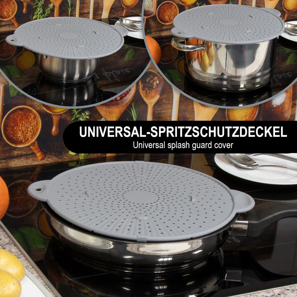 2x Silikon Spritzschutzdeckel für Töpfe und Pfannen - Dampfdeckel gegen Öl-, - Bild 3 von 4