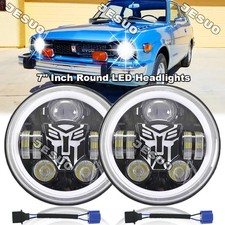Pair 7 In Round Led Headlights High Low Beam For Honda Civic 1976-1981 White