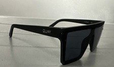 Quay Australia Spotlight Oversized Shield Sunglasses Matte Black Smoke Polarized