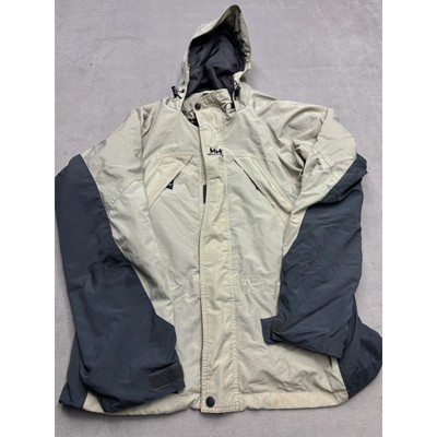 Helly Hansen HELLY TECH Jacket Mens Size S Beige Black Hooded Outdoor Gear