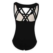Girls Sleeveless Ballet Gymnastics Leotards - Kids Athletic 10-12 Years Black