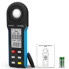 HOLDPEAK Digital Light Meter 400000 Lux Illuminance Measure Temp Tester HP5000A