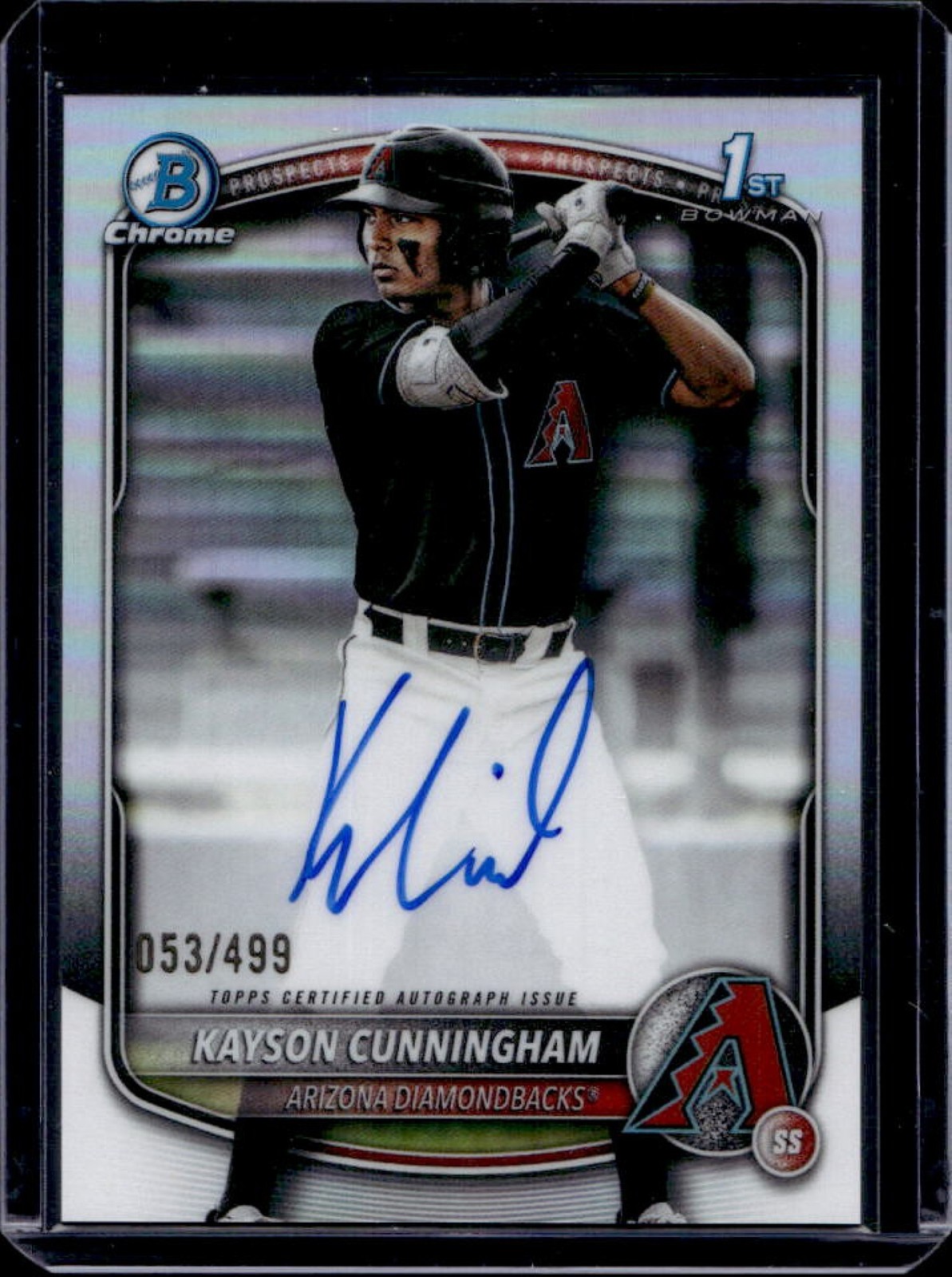 2025 Bowman Draft Kayson Cunningham Chrome Auto Refractor 1st #/499 Diamondbacks