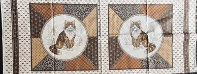 VTG `90 Tabby Orange Cat 15" Square Pillow Panel by VIP Cranston 44" X 17½"