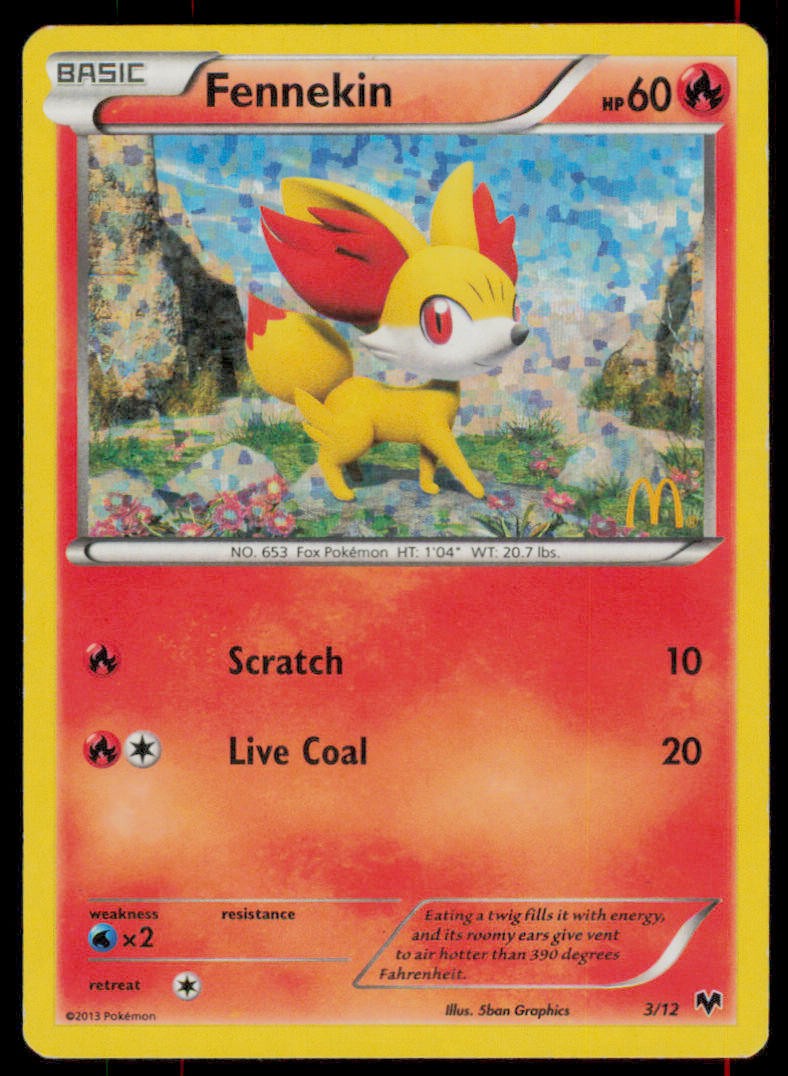 Fennekin 3/12 Holo Promo McDonald's Promos 2014 Pokemon Heavily Played