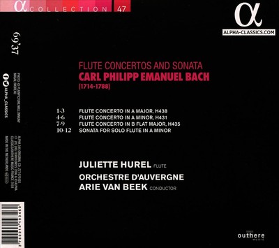 JULIETTE HUREL C.P.E. BACH: FLUTE CONCERTOS AND SONATA NEW CD