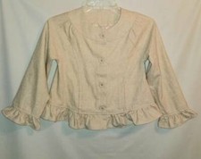 Janie And Jack Girls Blazer Beige Ruffle Crew Lined Long Sleeve Wool Blend 8