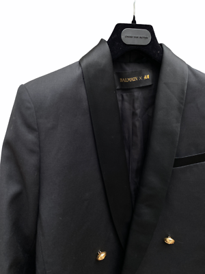 Balmain X H&M Black Blazer Jacket Dress Tuxedo Collar Size S