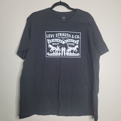 Levi Strauss Black White Mens XL TShirt Cotton | eBay