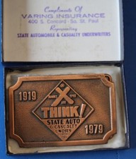 State Auto  Casualty UNDRS 1919-1979 belt buckle in box - HIT LINE Advertising