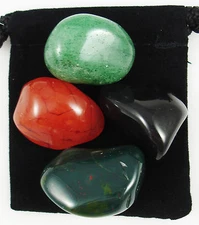 REFRESH, REVIVE, REJUVENATE Tumbled Crystal Healing Set =4 Stones + Pouch + Card