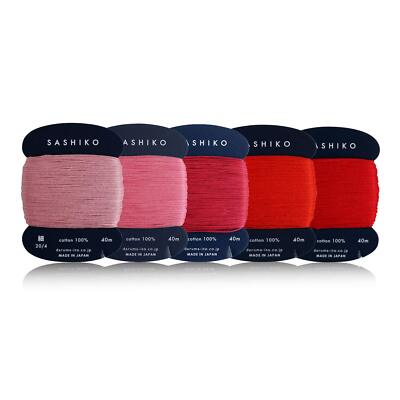 Sashiko Thread 100% Cotton Card Type 43.7YD x 5 Colors Thin Hanafubuki Set