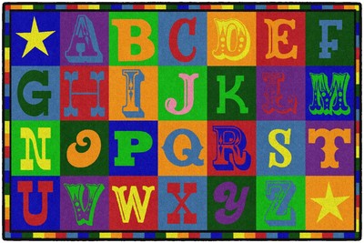 Flagship Carpets Early Blocks Colorful ABC Alphabet Children's Rug for Classr...