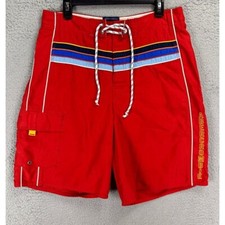 Abercrombie Fitch Co. Swim Trunks Adult 32 Red Cargo Lined Mesh Board Shorts Men