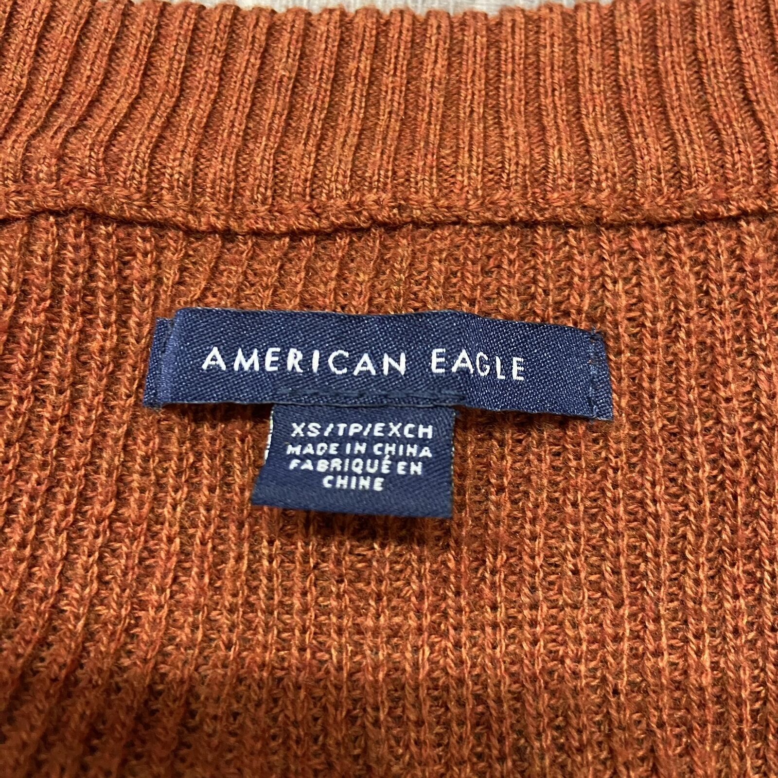AMERICAN EAGLE Button Front Pullover Brown Knit S… - image 11