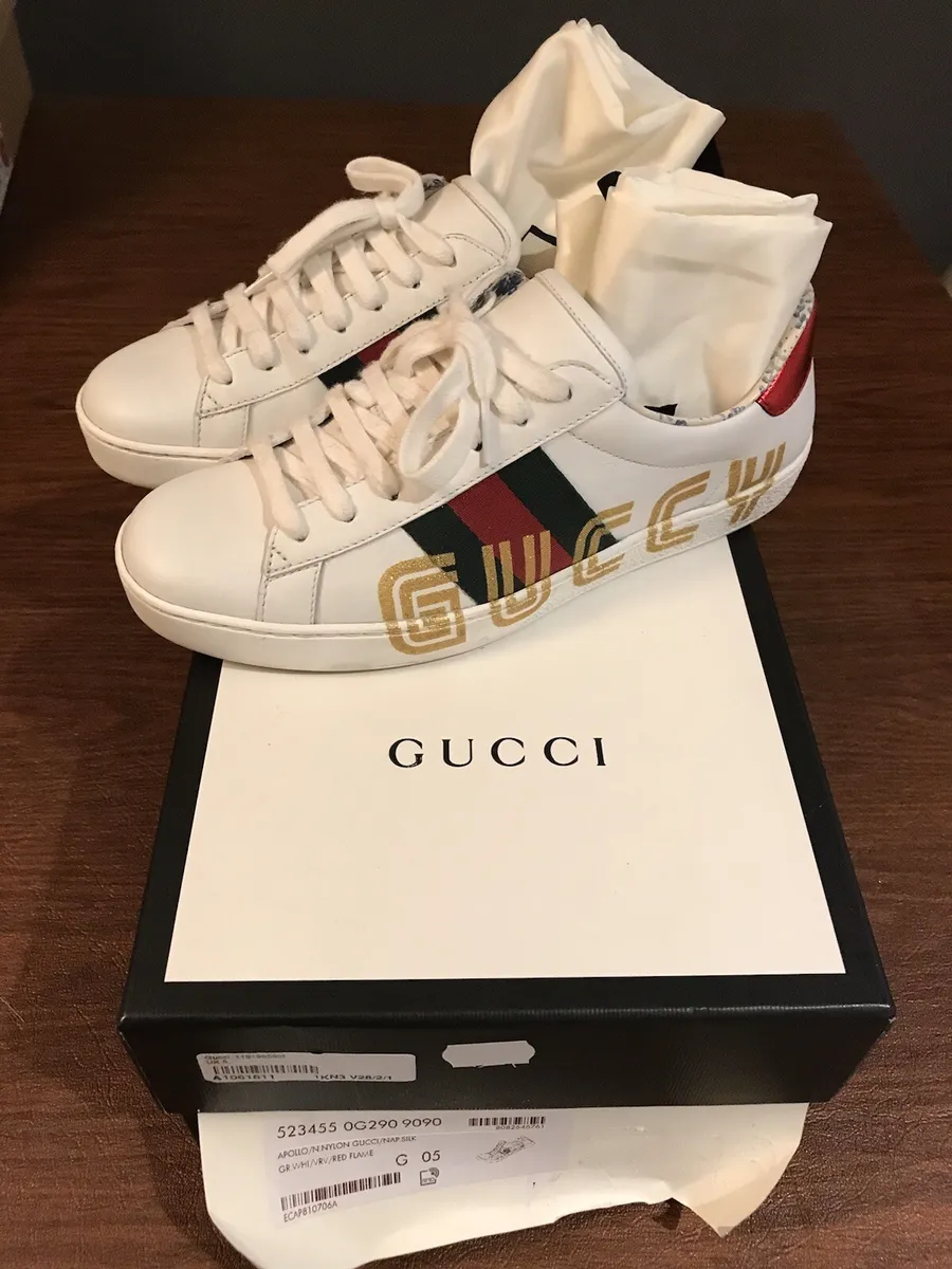 Gucci Ace Leather Sneakers EU 39 UK 6 US Mens 6 Womens 8 GUCCY Web White  Used