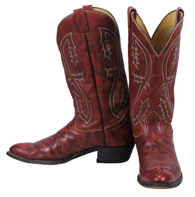 Tony Lama Marbled Red Mahogany Cowboy Western Boots Vintage  display picture 2