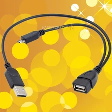 OTG Host Power Splitter Y cable USB A Female to USB A Male and MICRO 5P Phone