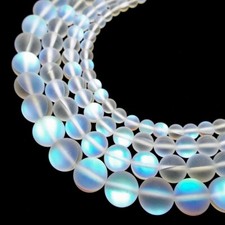 Clear Mystic Mermaid Glass Matte Round Beads 6mm 8mm 10mm 12mm 15" Strand