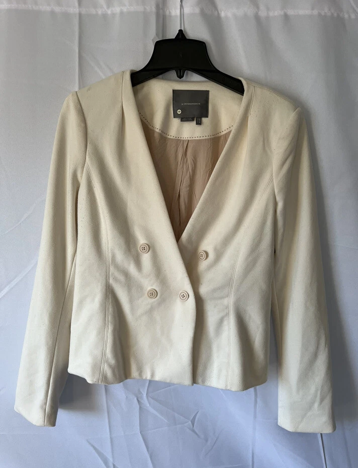OFF WHITE Giacca blazer da donna bianca A By Anthropologie taglia 10 manica lunga