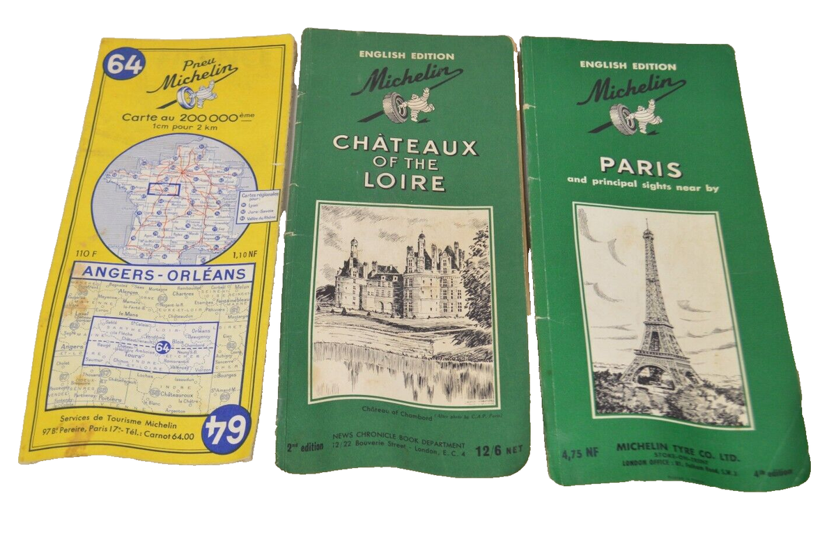 Lot of Vintage Michelin Green Guide Maps Paris Chateaux Loire