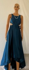 Blue Aidan by Aidan Mattox Cutout Stretch High/Low Gown Size 14 WTags