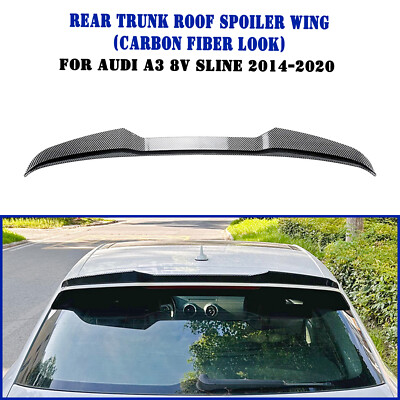Car Rear Trunk Spoiler Lip For Audi A3 8V Sline Hatchback 14-20 15 Carbon Style