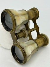 French Mother of Pearl Art Deco Antique Binoculars Opera Glasses Brass READ