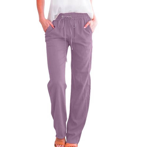 Women High Waisted Wide Leg Pants Casual Drawstring Elastic Trousers Comfy - Picture 2 of 54
