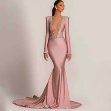 Illusion Mermaid Evening Dress Long Sleeve Scoop Neck Party Gowns Custom