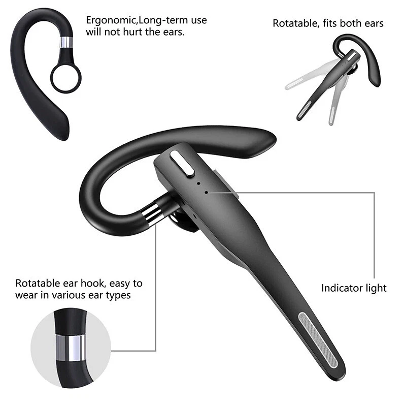 Trucker Wireless Headset Bluetooth 5.1 Earpiece Dual Mic Earbud Noise Cancelling - Image 2 of 4