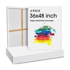Sherr 3 Pcs 48 x 36 Inch Large Canvas for Painting Cotton Stretched Canvas Bl...