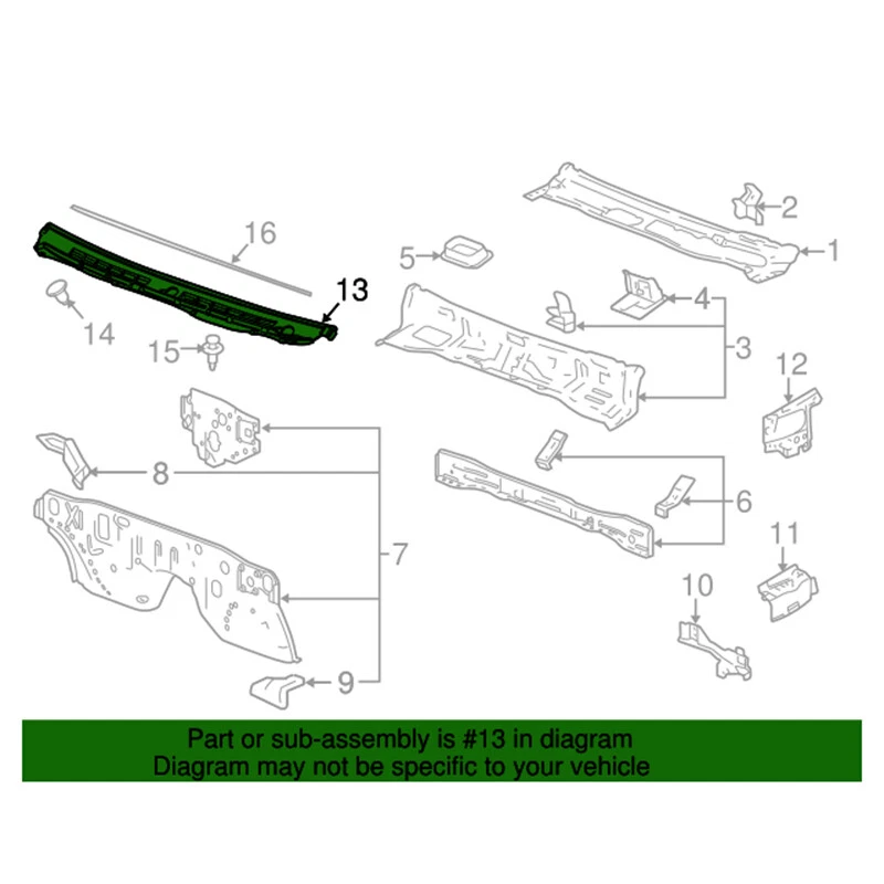 FOR 20820072 FIT CHEVY COLORADO/GMC CANYON 2004-2012 WINDSHIELD COWL GRILLE VENT Foto 4 de 4