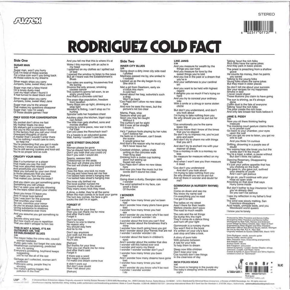 Rodriguez / COLD FACT (VINYL) / Universal / 7707737 / LP - Bild 2 von 2