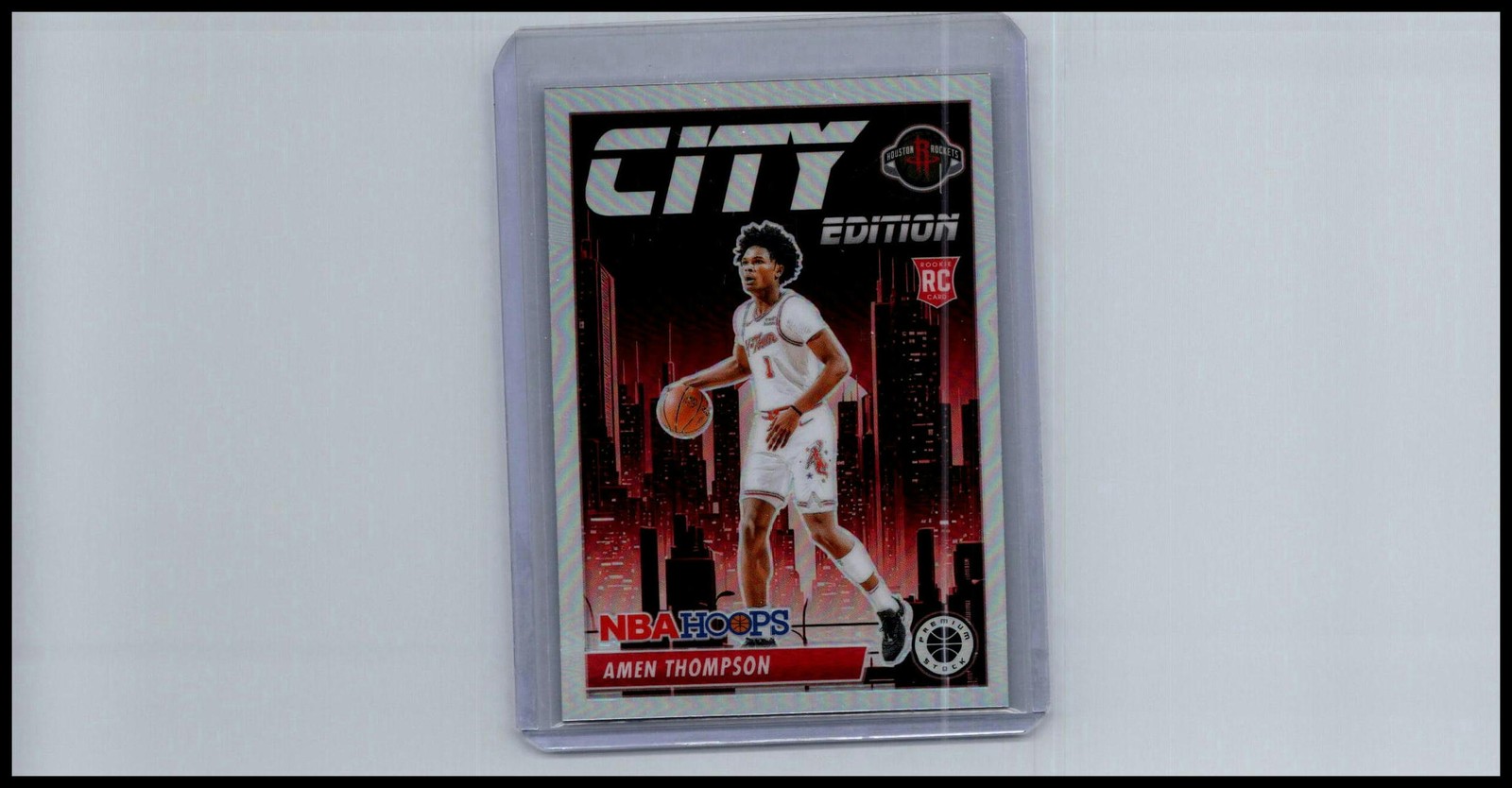 2023-24 Hoops Premium Stock #14 Amen Thompson City Edition Silver Prizm