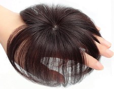 100 Real Human Hair Clip in Short Thin Hair For Men Hair Bangs Replacement