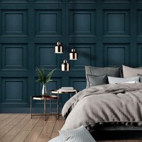 Belgravia Oliana Groß Holz Panel 3D Effekt Tapete - Marineblau 8491