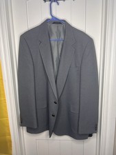 Vintage Haggar Mens 46 Gray Sport Coat Blazer Two Button Made in USA Washable