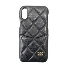 CHANEL Matelasse Iphone X/XS Case Calfskin Black A83565