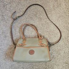 Dooney  Bourke R212 TP Crossbody Bag Beige Pebbled Leather Top Handle Purse Vtg