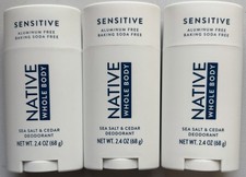 3-Pack Native Aluminum-Free Deodorant Sea Salt and Cedar Sensitive Whole Body