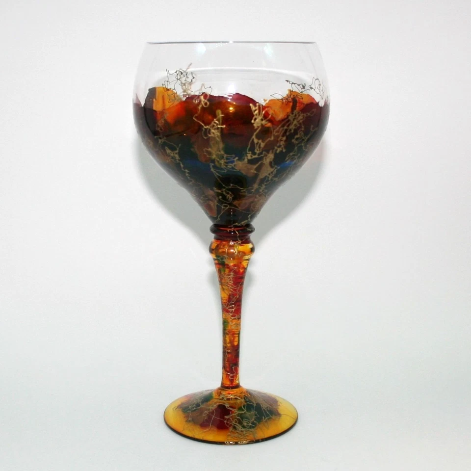 Monaco by Monarch Crystal White Wine Glasses Set 4 Red Blue Yellow Gold Accent - Image 4 of 4