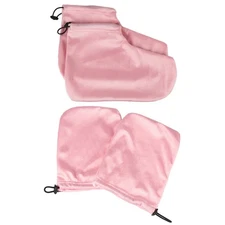 2 Pairs Paraffin Therapy Cotton Plush Foot Covers and Gloves Wax Bath Set