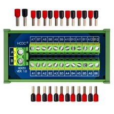 DIN Rail Mount 30Amp 48V 2x12 Position Screw Terminal Block Distribution Module