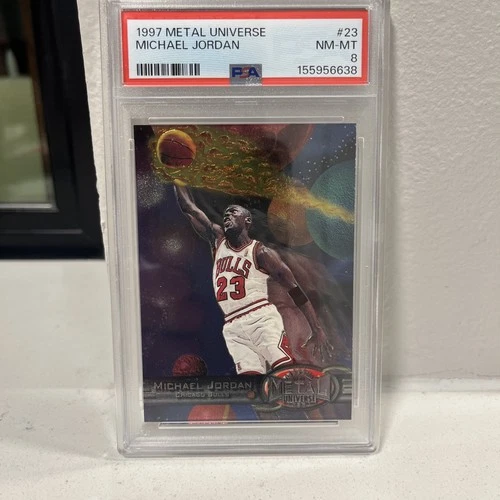 🐐 1997 METAL UNIVERSE NEAR MINT-MINT #23 MICHAEL JORDAN PSA 8 HOF FREE SHIP!!