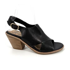 Sofft Sandals Womens Size 8.5 Black Soft Leather Cross Strap Block Heel Classic