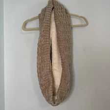 NWT White House Black Market Knit Faux Fur Infinity Scarf - Wool Blend Beige
