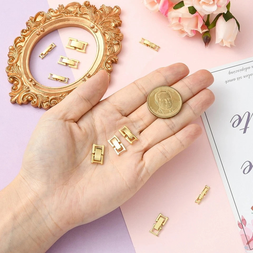 10x Brass Fold Over Jewelry Clasps Watch Band Clasps Jewelry Extender Gold Clasp - Image 4 of 4