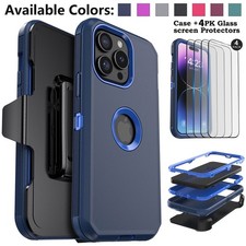 For iPhone 14 Pro Max Case Belt Clip Heavy Shockproof Cover +4 Screen Protector