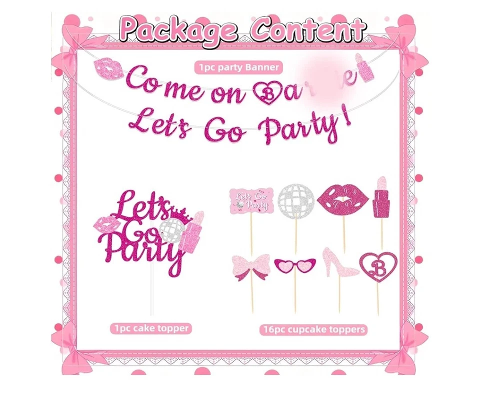 143Pcs Princess Hot Pink Balloon Garland Arch Kit, Let's Go Party Decorations - Image 2 of 4